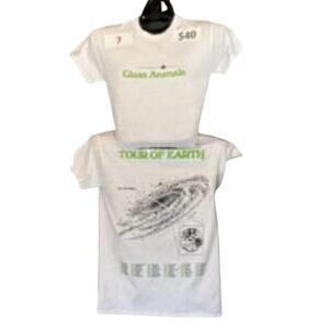 Glass Animals Tour of Earth 2024 Green Text on White Tee New w/o Tag